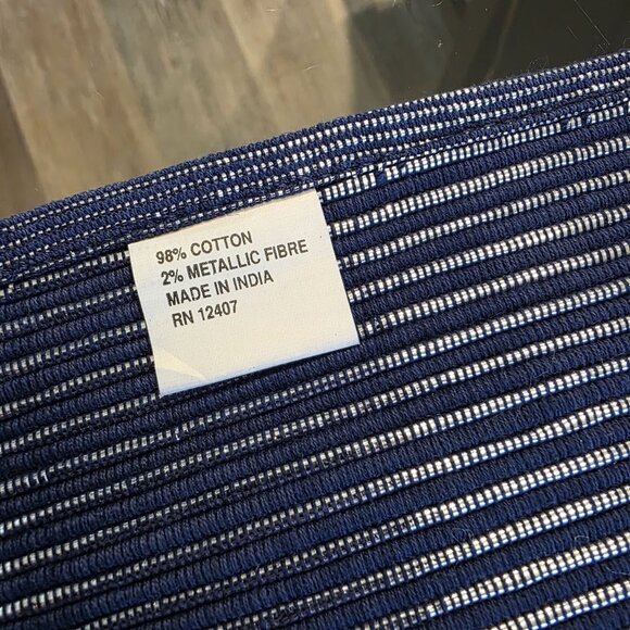 Woven Blue & Shiny Silver Thread Striped Placemats - Set Of 4 - 18" X 13" - Picture 7 of 10